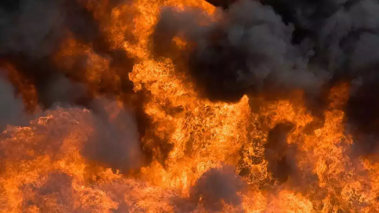 Huge fire breaks